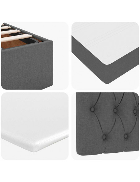 Struttura Letto Pouf con Materasso 200x200 cm in Tessuto