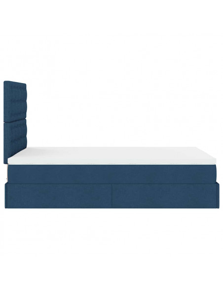 Struttura Letto Pouf con Materasso Blu 120x190 cm in Tessuto
