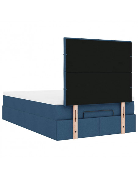 Struttura Letto Pouf con Materasso Blu 120x190 cm in Tessuto