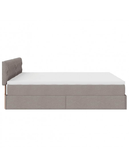 Struttura Letto Pouf con Materassi Tortora 200x200 cm Tessuto