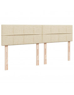 Struttura Letto Pouf con Materassi Crema 200x200 cm in Tessuto 2