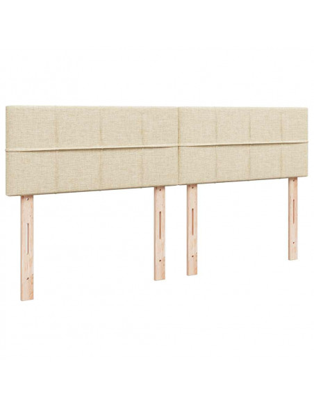 Struttura Letto Pouf con Materassi Crema 200x200 cm in Tessuto