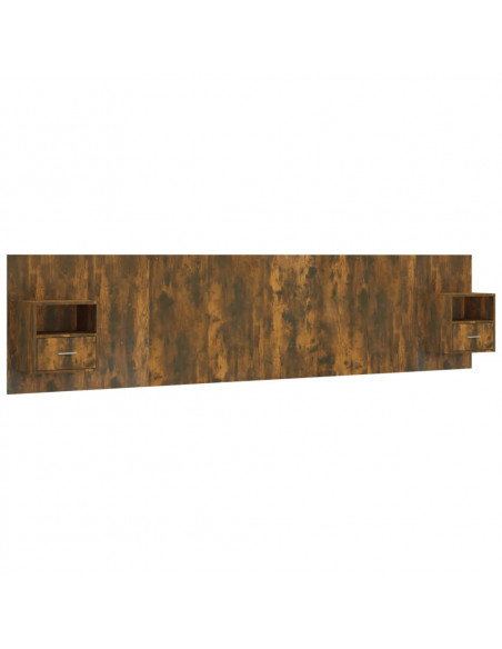 Testiera Letto con Comodini Rovere Fumo in Legno Multistrato