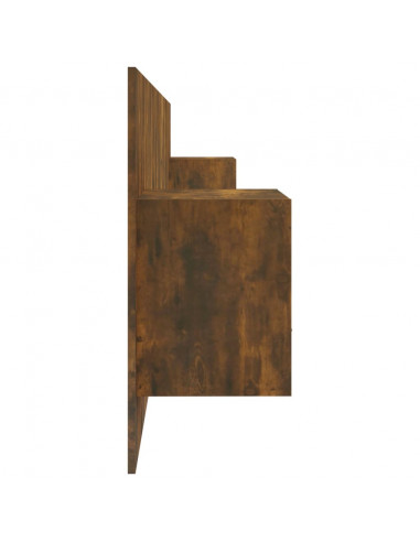 Testiera Letto con Comodini Rovere Fumo in Legno Multistrato