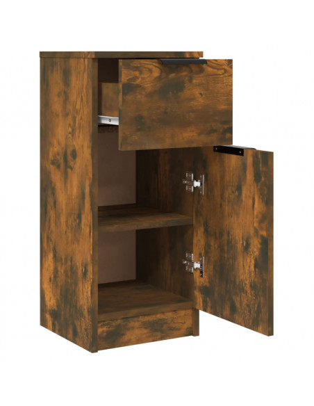 Credenze 2 pz Rovere Fumo 30x30x70 cm in Legno Multistrato