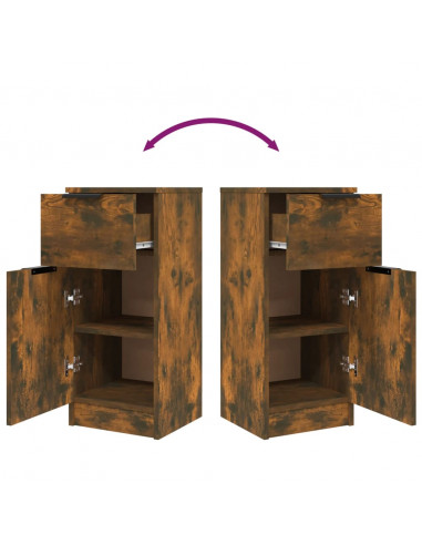 Credenze 2 pz Rovere Fumo 30x30x70 cm in Legno Multistrato