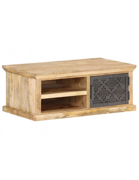 Tavolino da Salotto con Anta 90x50x35cm Legno Massello di Mango