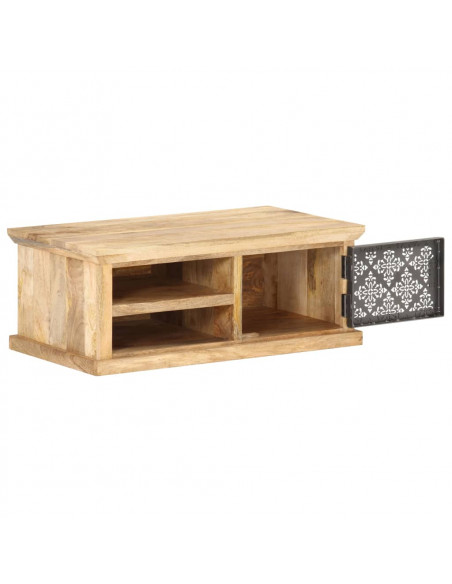 Tavolino da Salotto con Anta 90x50x35cm Legno Massello di Mango