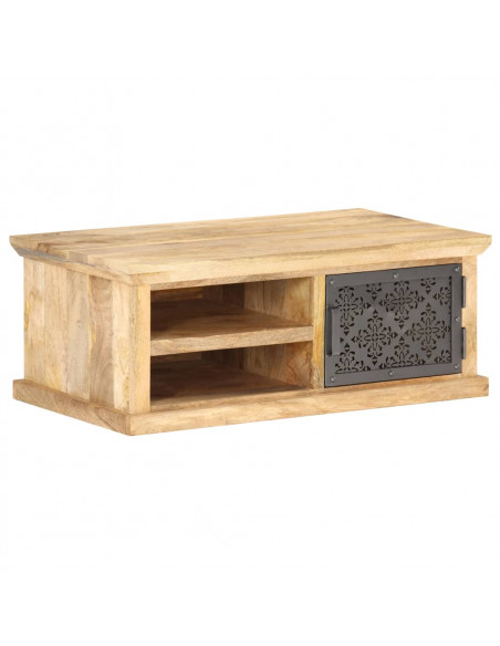 Tavolino da Salotto con Anta 90x50x35cm Legno Massello di Mango