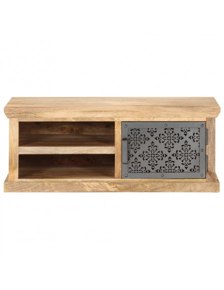 Tavolino da Salotto con Anta 90x50x35cm Legno Massello di Mango