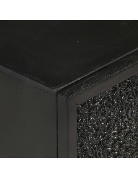 Comodino Nero 40x30x50 cm in Legno Massello di Acacia e Mango