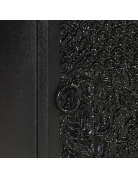 Comodino Nero 40x30x50 cm in Legno Massello di Acacia e Mango