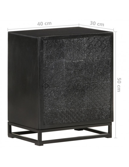 Comodino Nero 40x30x50 cm in Legno Massello di Acacia e Mango