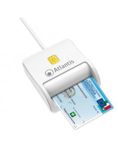 LETTORE ATLANTIS P005-SMARTCR-U SMART CARD reader per CNS/CRS/TS firma digitale fascicolo sanit. siti gov. USB cavo 120cm bianco