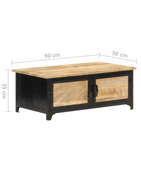 Tavolino da Salotto 90x50x35 cm in Legno Massello di Mango