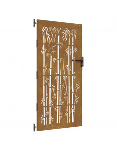 Cancello da Giardino 85x175 cm in Acciaio Corten Design Bambù