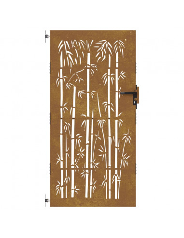 Cancello da Giardino 85x175 cm in Acciaio Corten Design Bambù