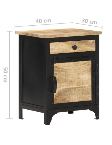 Comodino 40x30x50 cm in Legno Massello di Mango