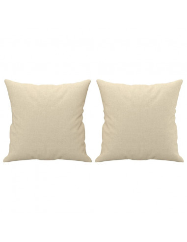 Divano a 3 Posti con Cuscini Crema 180 cm in Tessuto