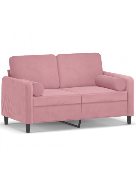 Divano a 2 Posti con Cuscini Rosa 120 cm in Velluto