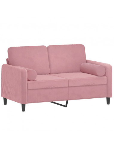 Divano a 2 Posti con Cuscini Rosa 120 cm in Velluto