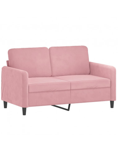 Divano a 2 Posti con Cuscini Rosa 120 cm in Velluto