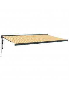 Tenda Sole Retrattile Gialla e Bianca 5x3 m Tessuto e Alluminio