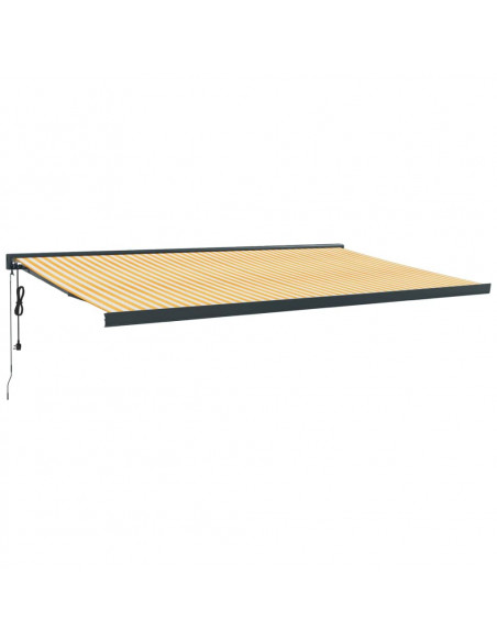 Tenda Sole Retrattile Gialla e Bianca 5x3 m Tessuto e Alluminio