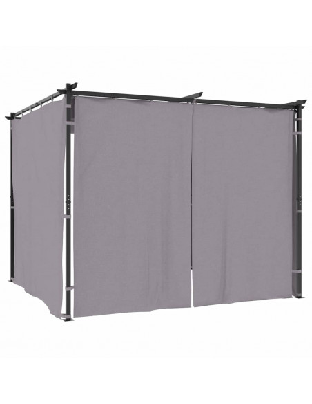 Gazebo con Tende 3x3 m Antracite in Acciaio