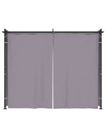 Gazebo con Tende 3x3 m Antracite in Acciaio