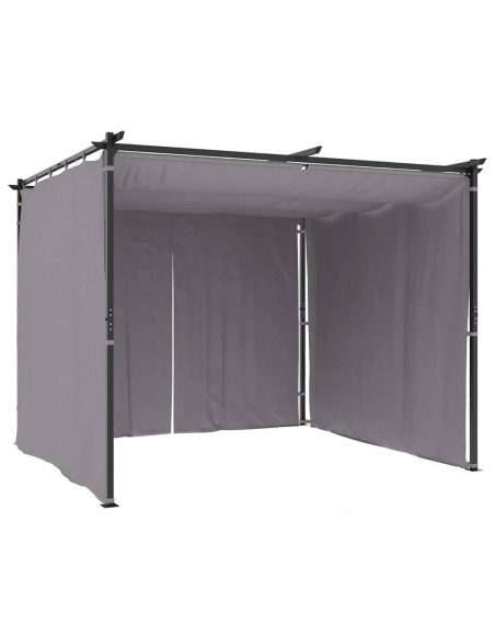 Gazebo con Tende 3x3 m Antracite in Acciaio