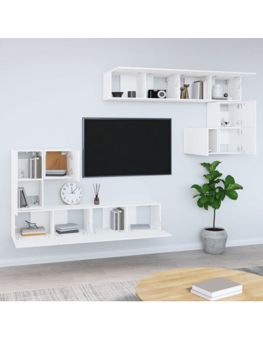 Mobile Porta TV a Parete Bianco in Legno Multistrato