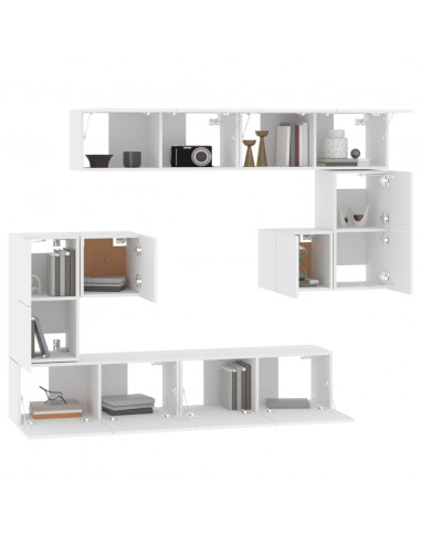 Mobile Porta TV a Parete Bianco in Legno Multistrato