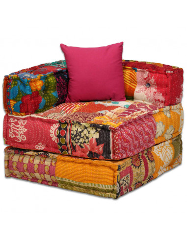 Pouf Modulare a 2 Posti in Tessuto Patchwork