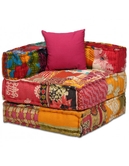 Pouf Modulare a 2 Posti in Tessuto Patchwork