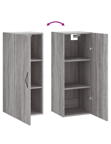 Mobile a Parete Grigio Sonoma 34,5x34x90 cm Legno Multistrato