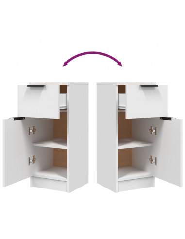 Credenze 2 pz Bianche 30x30x70 cm in Legno Multistrato