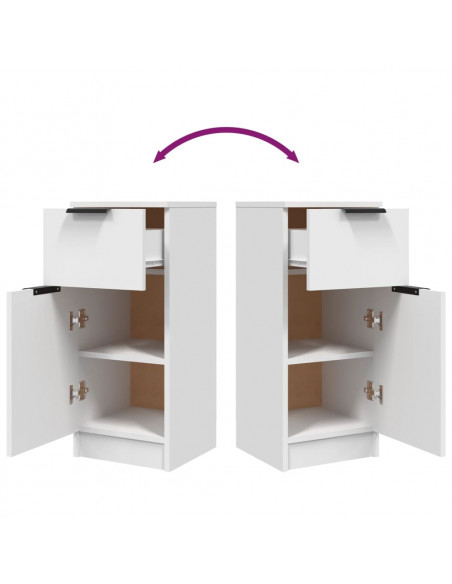 Credenze 2 pz Bianche 30x30x70 cm in Legno Multistrato