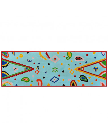 Consolle in Legno Massello di Mango Blu Dipinta a Mano