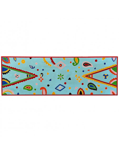 Consolle in Legno Massello di Mango Blu Dipinta a Mano