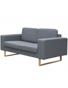 Divano a 2 Posti in Tessuto Grigio Chiaro