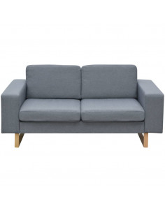 Divano a 2 Posti in Tessuto Grigio Chiaro 2