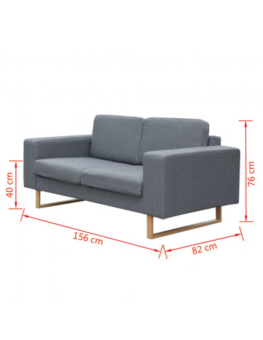 Divano a 2 Posti in Tessuto Grigio Chiaro