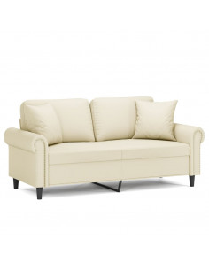 Divano a 2 Posti con Cuscini Crema 140 cm in Similpelle