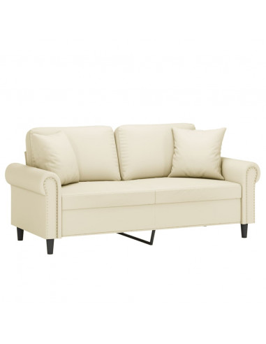Divano a 2 Posti con Cuscini Crema 140 cm in Similpelle