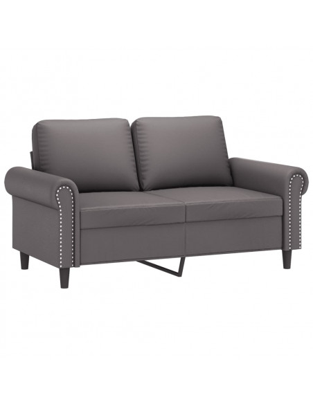 Divano a 2 Posti con Cuscini Grigio 120 cm in Similpelle