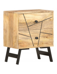 Comodino 40x30x50 cm in Legno Massello di Mango