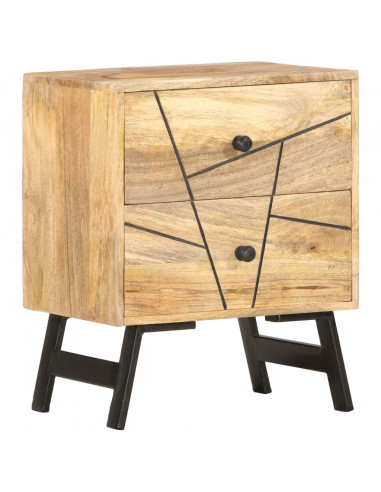 Comodino 40x30x50 cm in Legno Massello di Mango