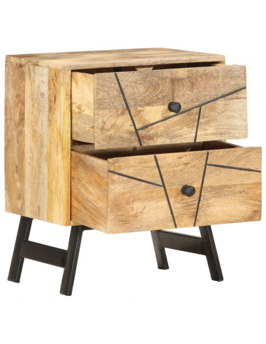 Comodino 40x30x50 cm in Legno Massello di Mango