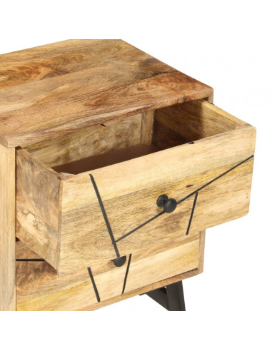 Comodino 40x30x50 cm in Legno Massello di Mango